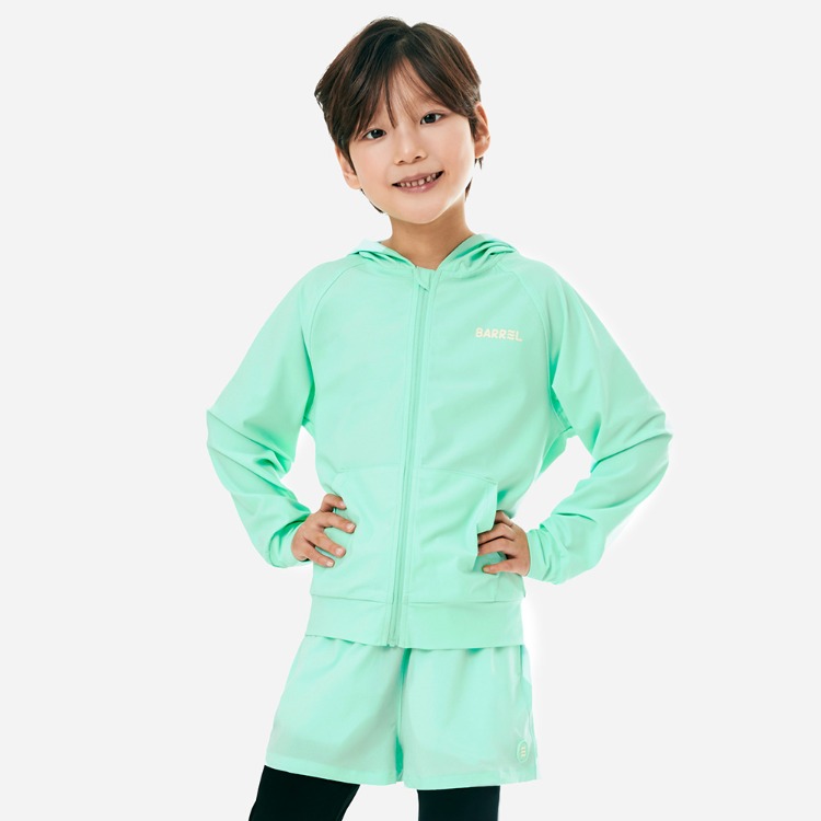 배럴 키즈 에센셜 후드 집업 래쉬가드 민트