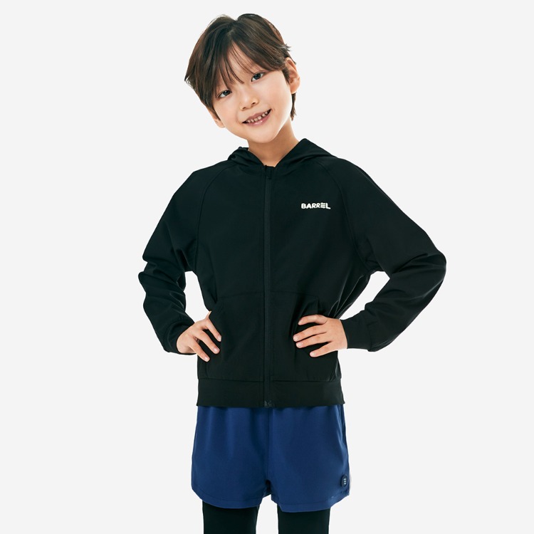 배럴 키즈 에센셜 후드 집업 래쉬가드 블랙