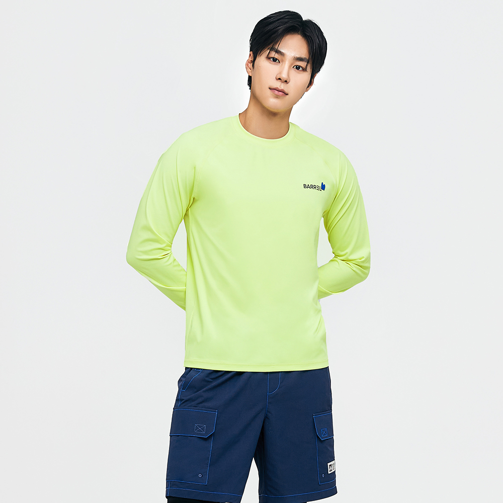 배럴 맨 트로피컬 릴렉스핏 래쉬가드 페일네온옐로