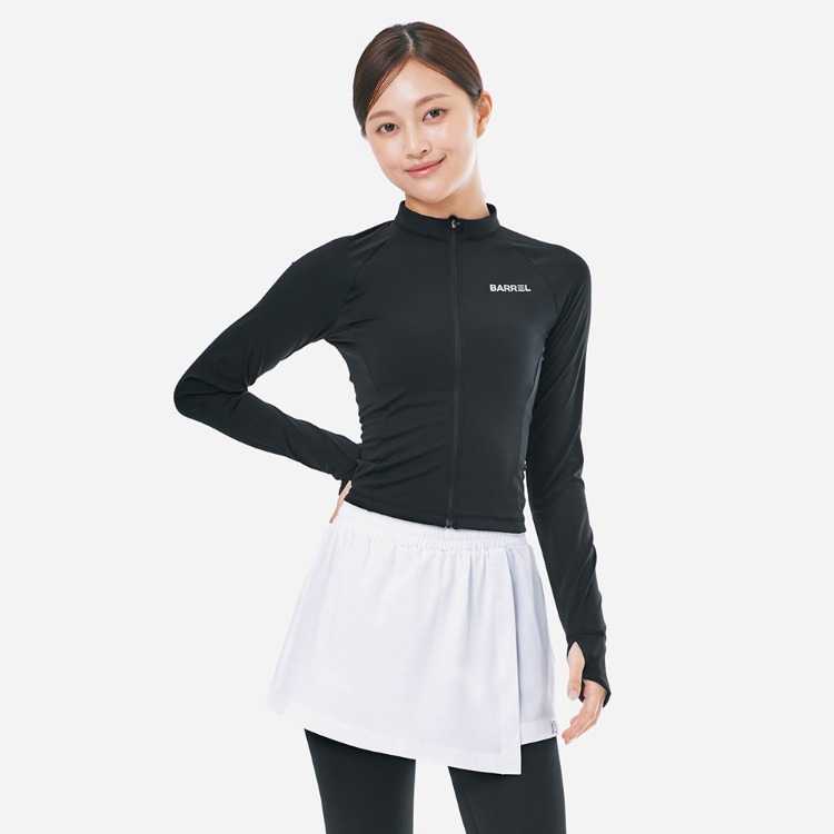 배럴 우먼 에센셜 크롭 집업 래쉬가드 블랙
