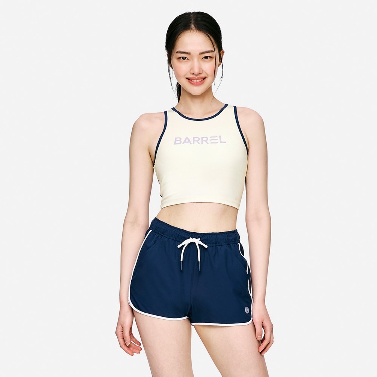 배럴 우먼 배색 브라탑 아이보리