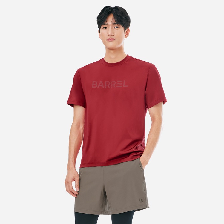 배럴 맨 에센셜 릴렉스핏 반팔 래쉬가드 레드