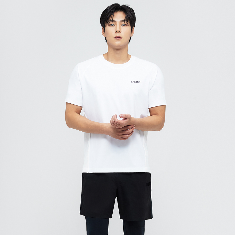 배럴 맨 에센셜 반팔 래쉬가드 화이트