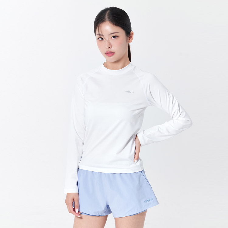 센티 우먼 클래식 스탠다드핏 래쉬가드 화이트