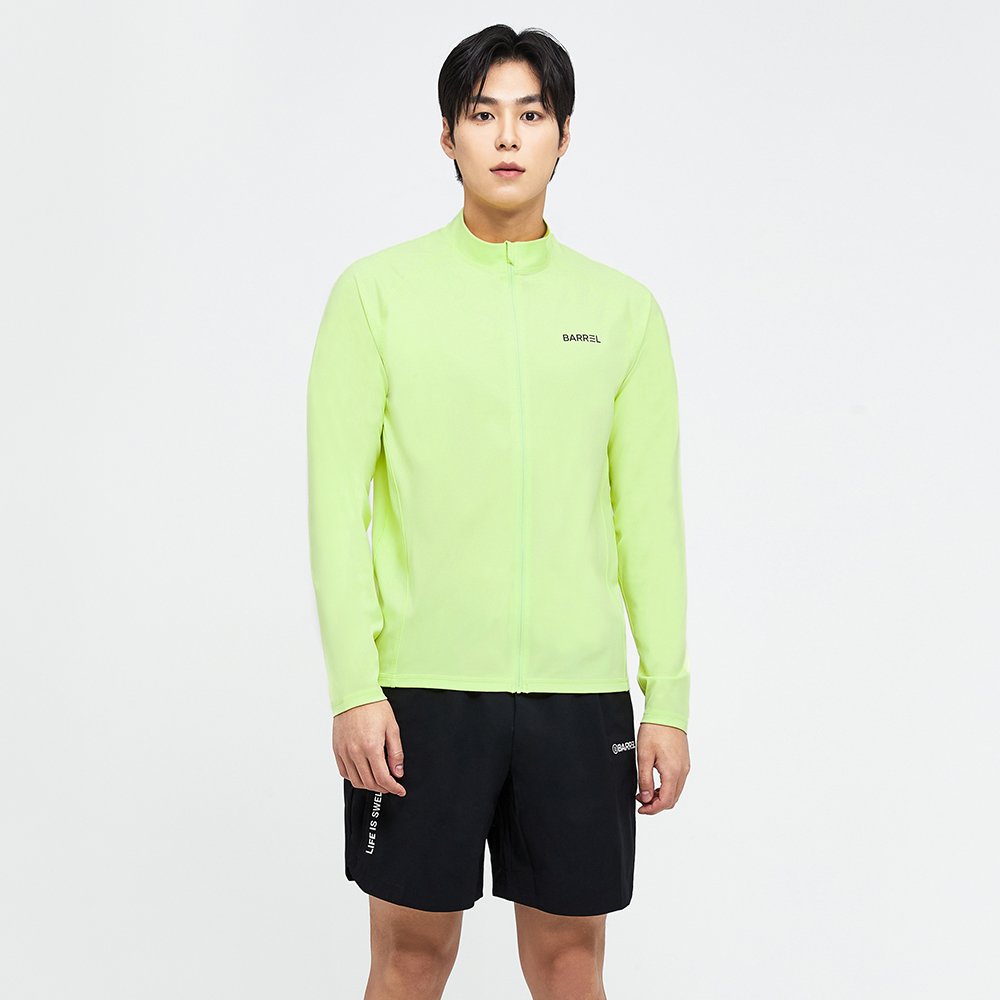 배럴 맨 에센셜 릴렉스핏 집업 래쉬가드 라임