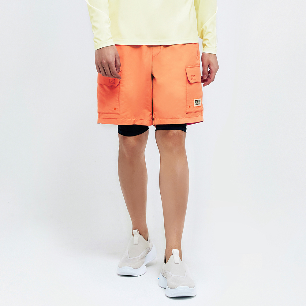 배럴 맨 트로피컬 카고 레깅스 쇼츠 4부 오렌지
