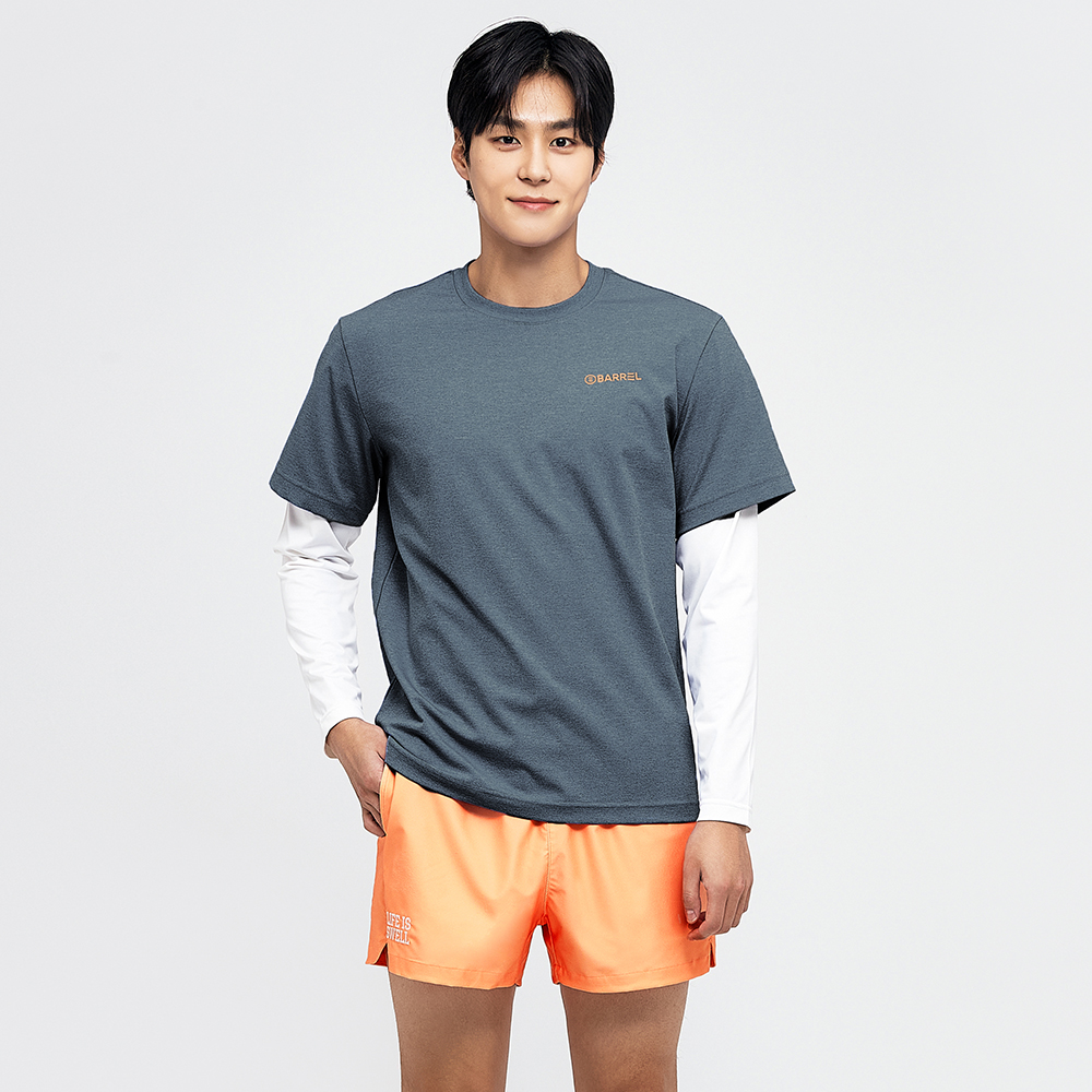 배럴 맨 로맨틱모션 반팔 레이어드 래쉬가드 스톤블루