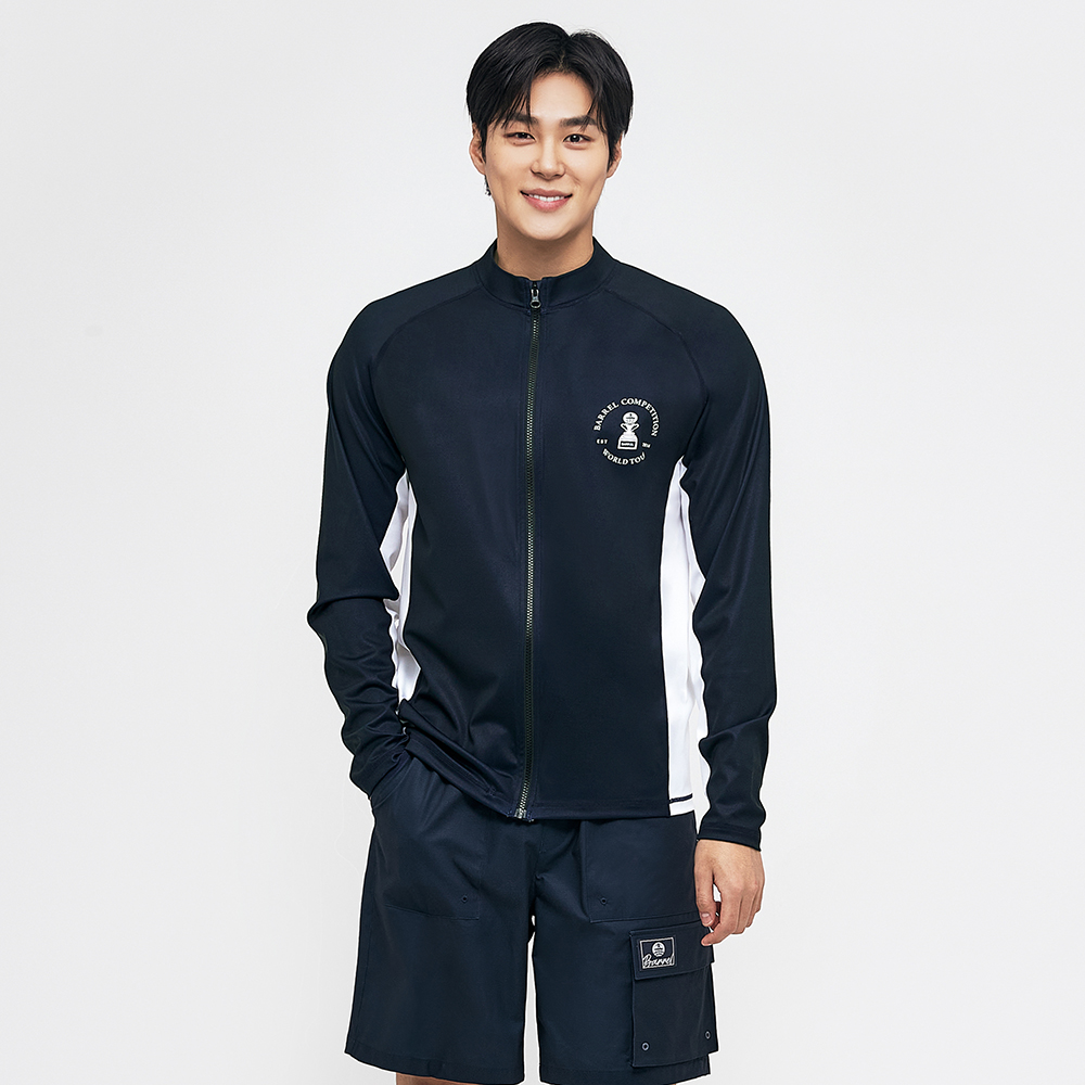 배럴 맨 노티컬 릴렉스핏 집업 래쉬가드 네이비