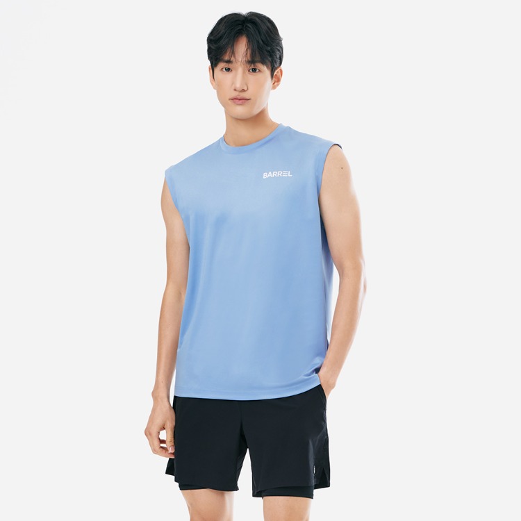 배럴 맨 에센셜 릴렉스핏 슬리브리스 래쉬가드 아쿠아블루