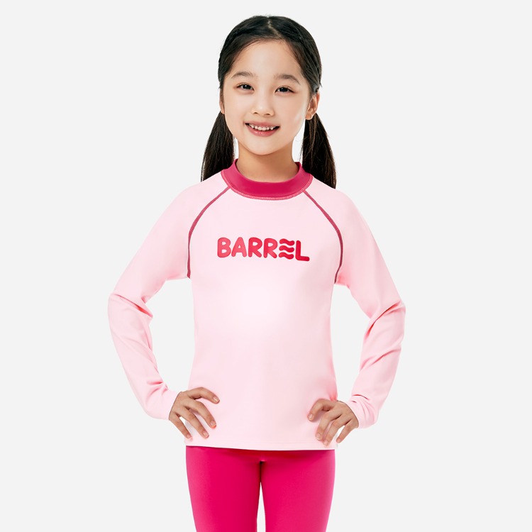 배럴 키즈 에센셜 래쉬가드 핑크