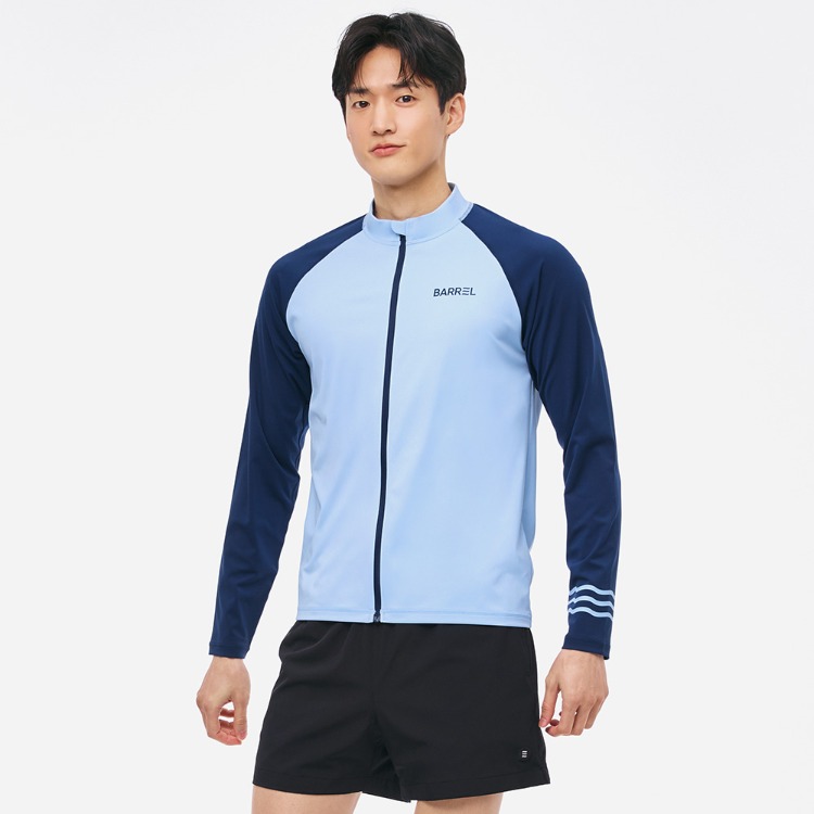 배럴 맨 노티컬 릴렉스핏 집업 래쉬가드 아쿠아블루