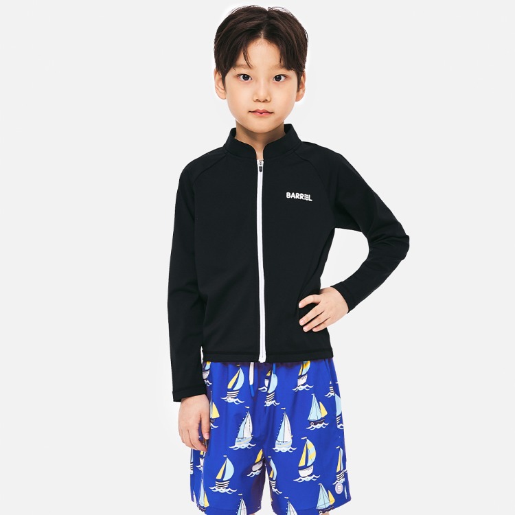 배럴 키즈 노티컬 집업 래쉬가드 블랙