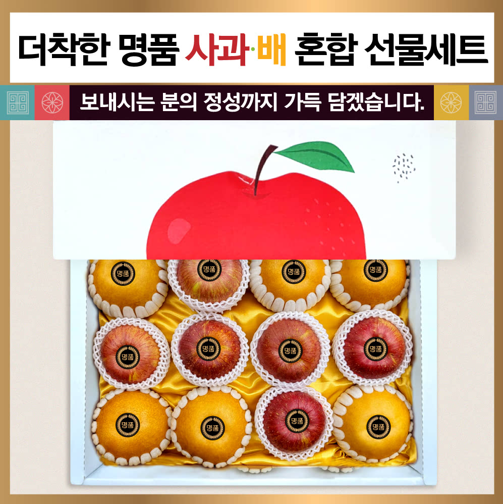 [더착한] 명품 사과 배 혼합 선물 세트 (특품 사과 6, 배 6)