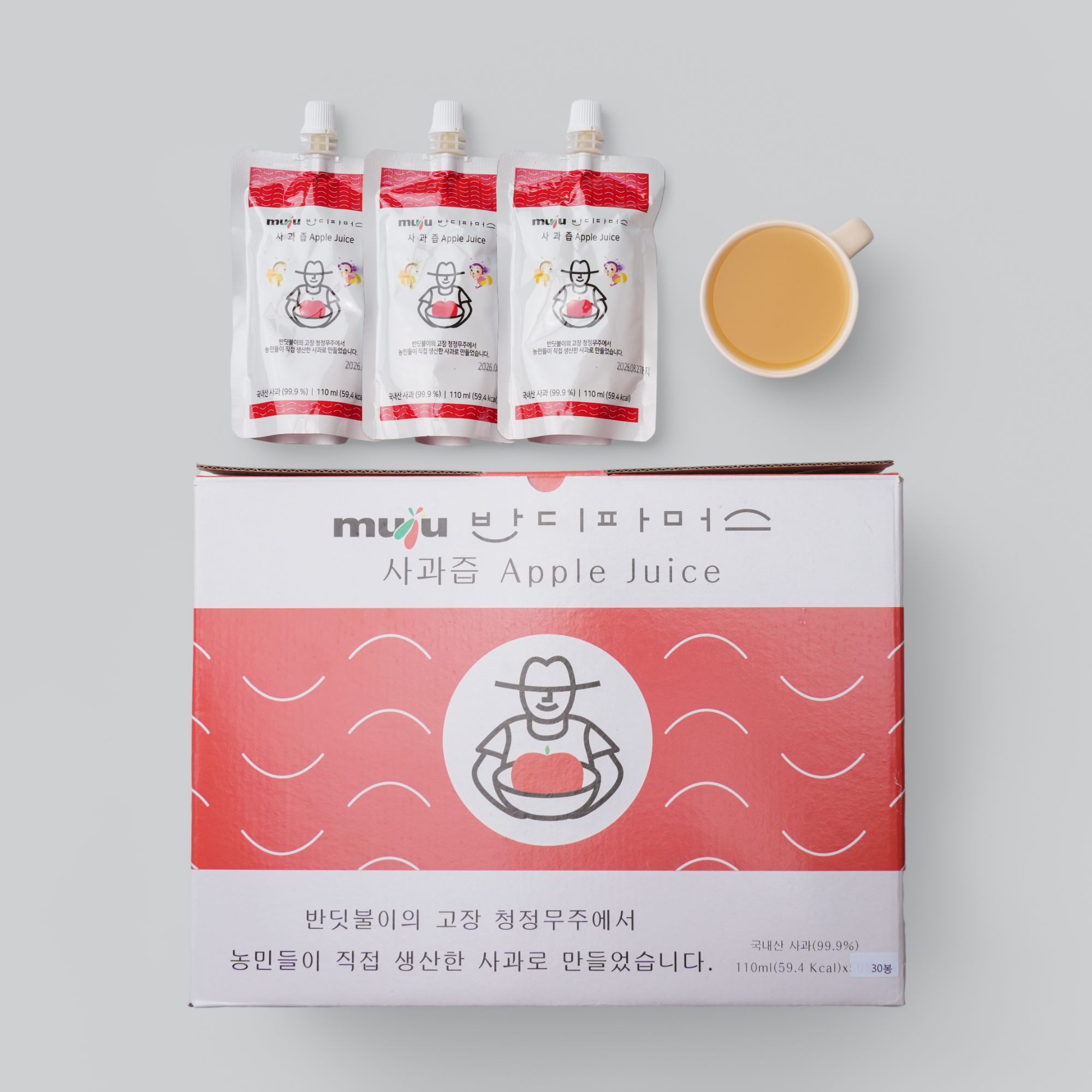 [파머스에프앤에스] 무주 고랭지 NFC저온착즙 사과100% 사과즙(110ml, 30포)