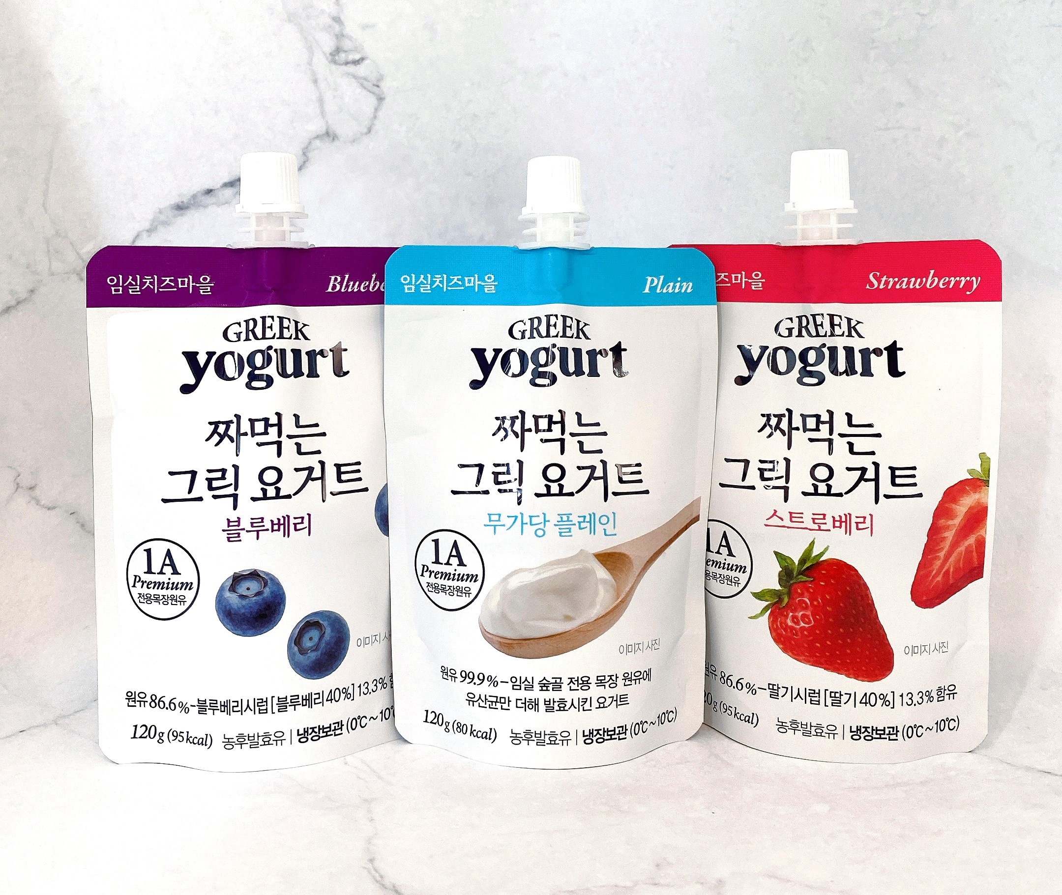 [맛누리] 짜먹는 그릭요거트 120mL 10개(무가당,블루베리,딸기)