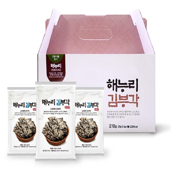 [해누리김부각(893)] 전통 찹쌀 김부각 3봉 선물 세트 / 바삭,고소함