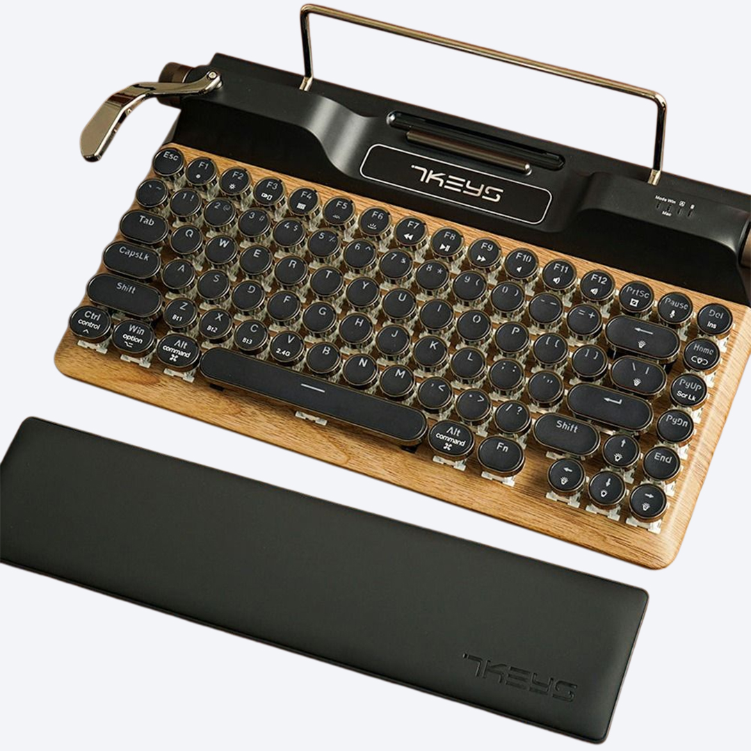 7KEYS 1930s 레트로 우든 타자기 메카니컬 라이트닝 키보드