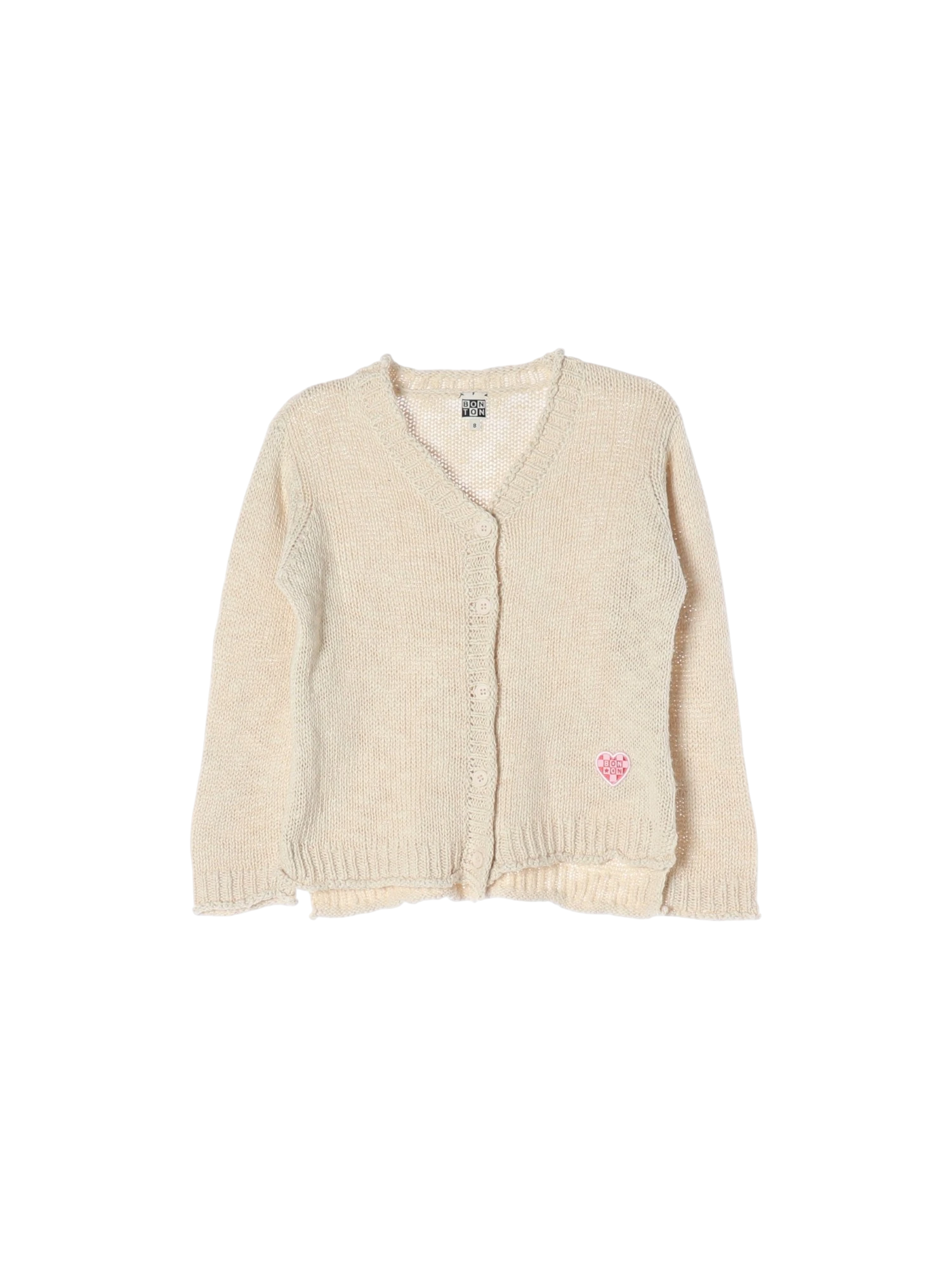 봉통 단추 베이지 가디건 8y 0