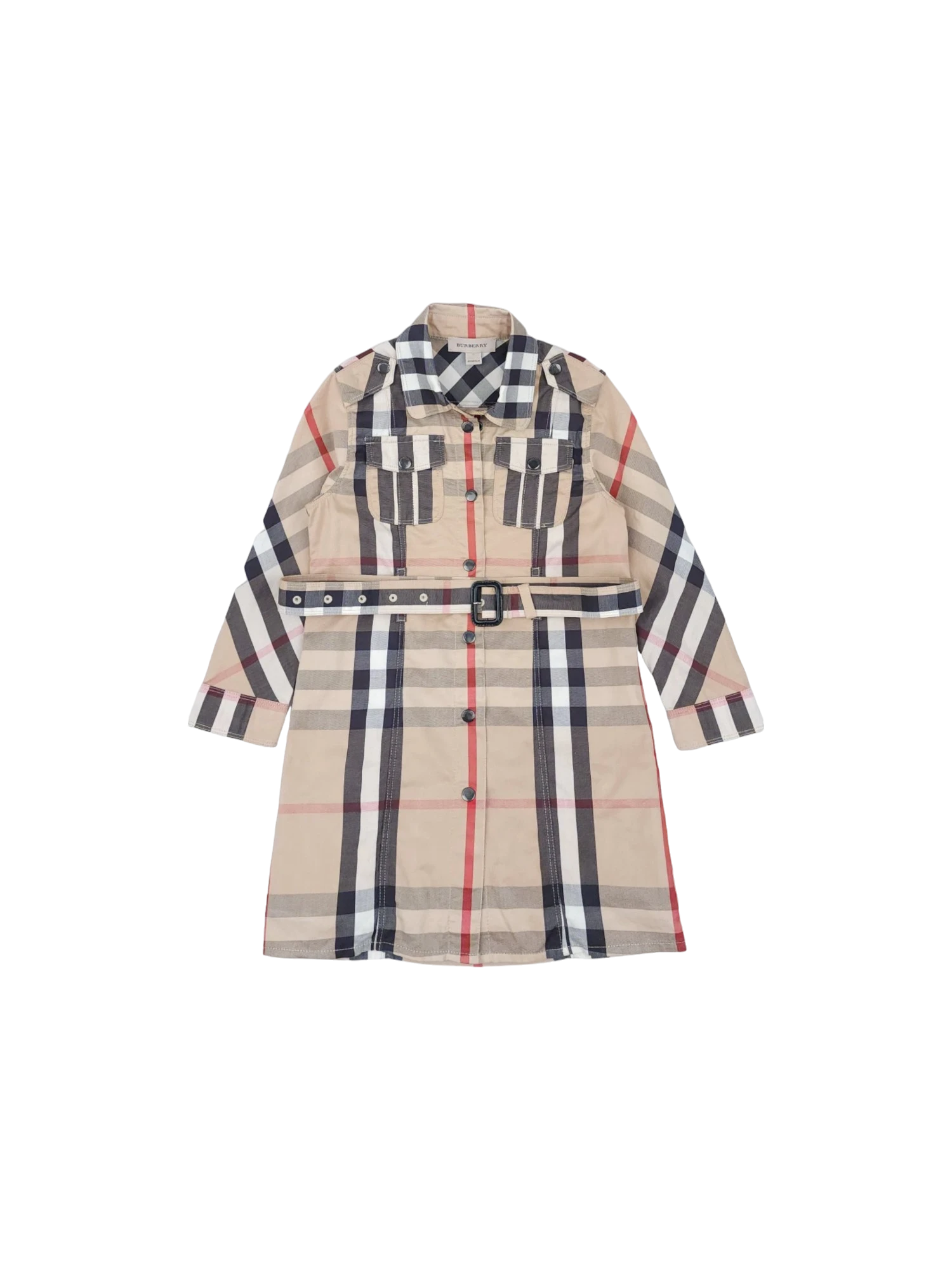 버버리 벨티드 트렌치코트 원피스 노바체크 4y 0
