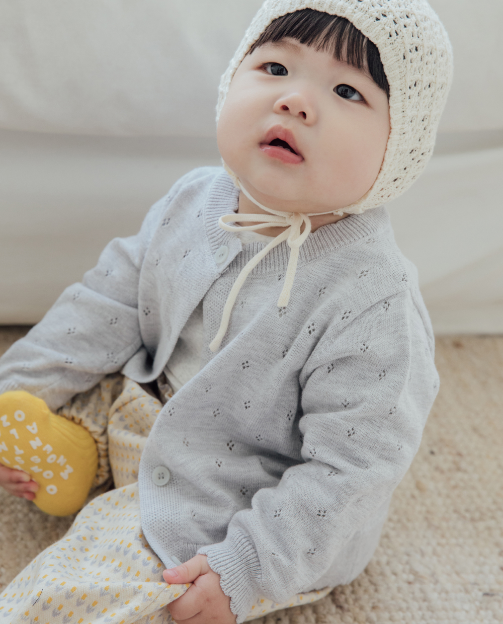 코튼아일렛 니트 가디건