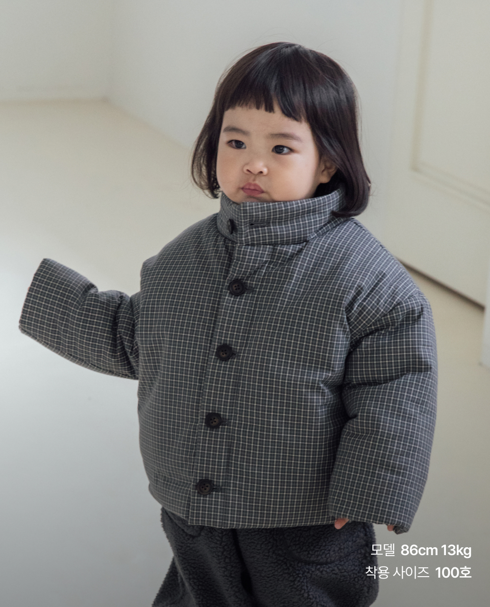 에어리 체크 패딩
