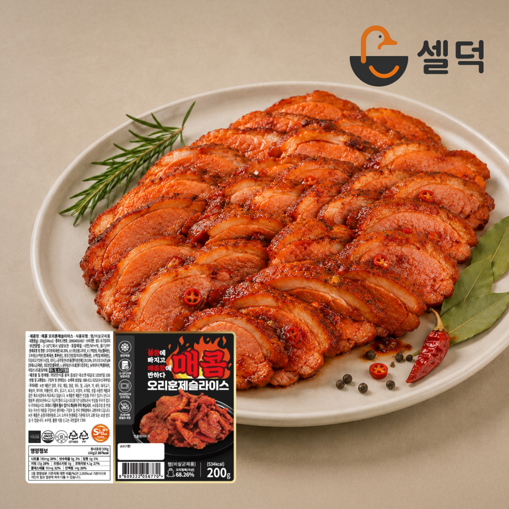[모란식품] 셀덕 매콤오리훈제슬라이스 200g x 5