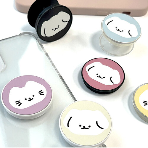 [톡거치대] 아이엠스튜디오 28색상 댕냥이 페이스 파스텔 크림 컬러 무지 스마트톡