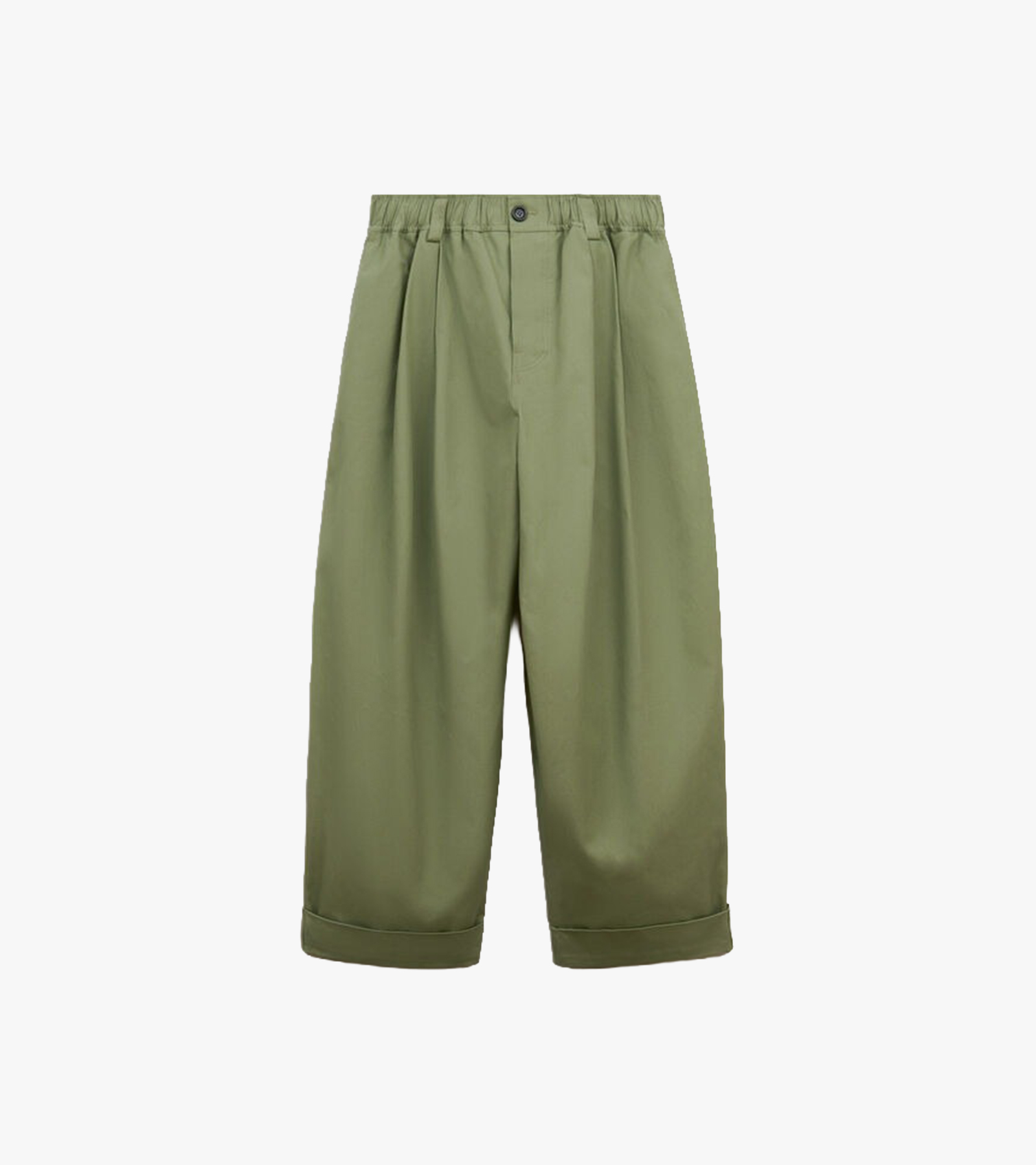 Green Canvas Trousers With Pleats