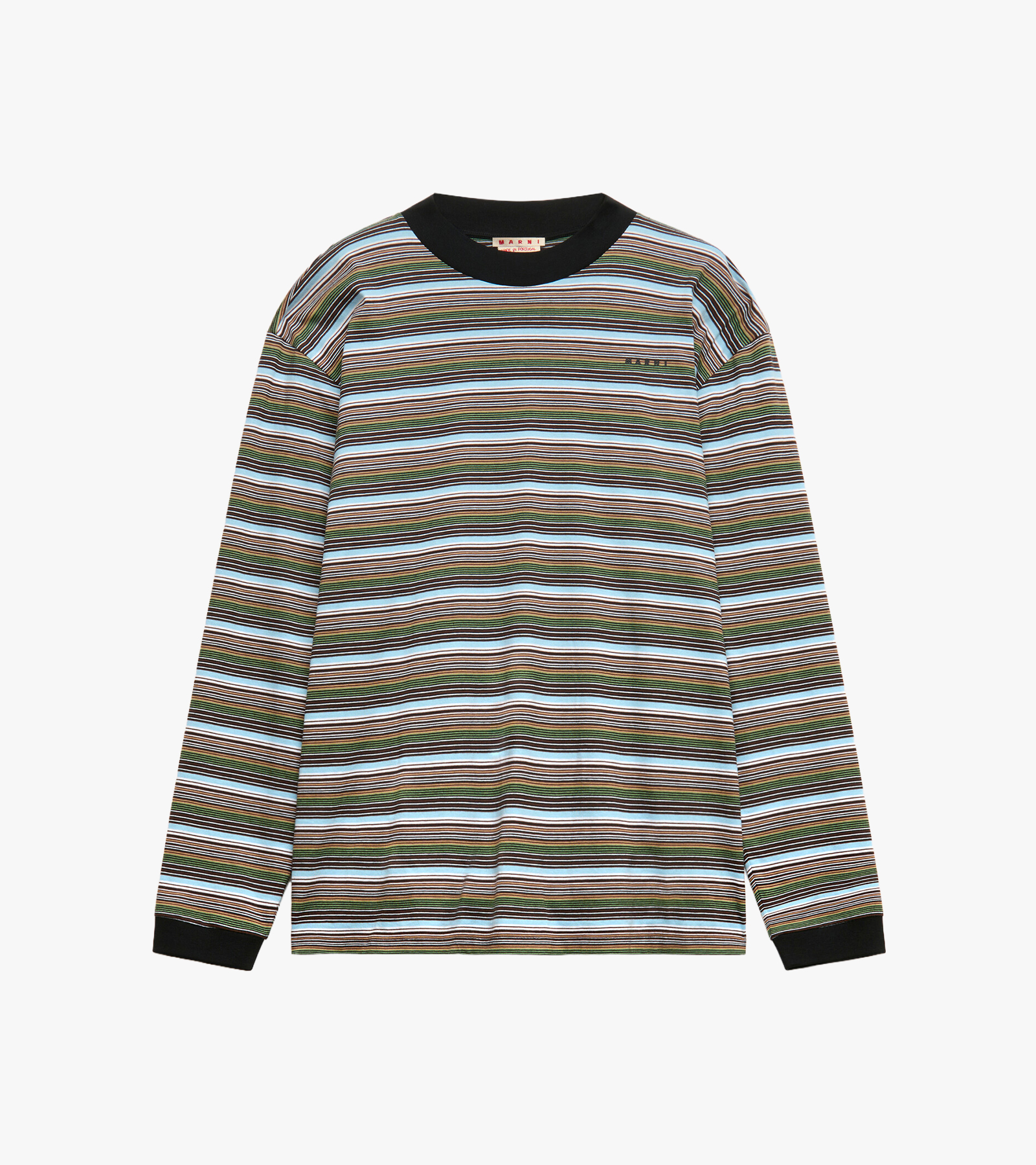 Multicolour Striped Cotton Long-sleeved T-shirt