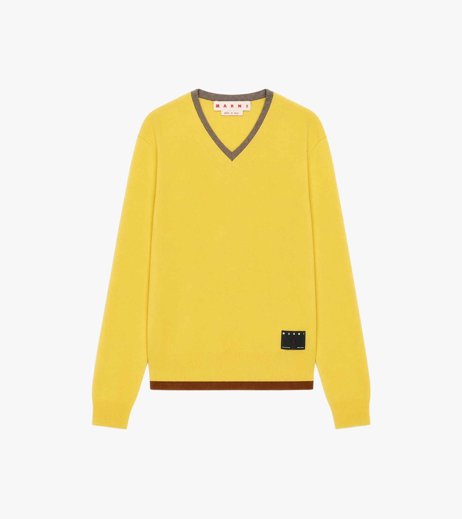 Yellow V-neck Jumper With Layered Effect