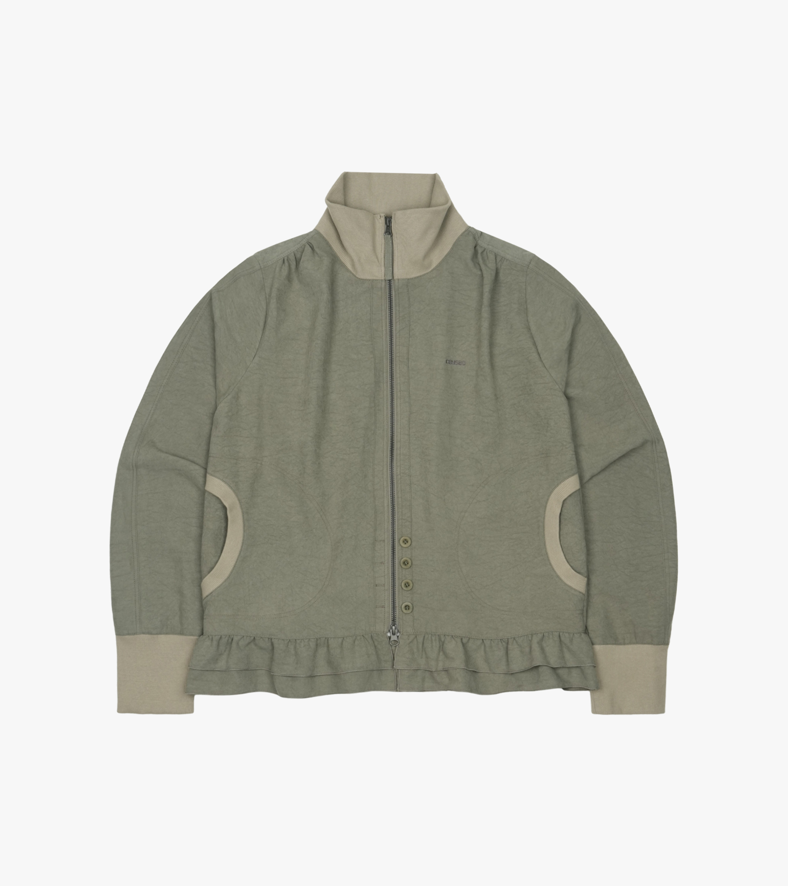 Tone-Mix Shirring Hem Jacket