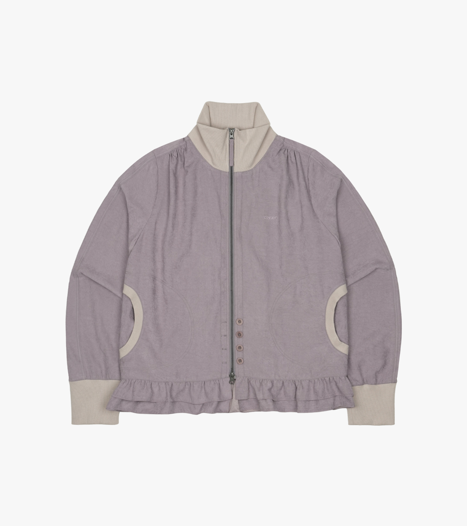 Tone-Mix Shirring Hem Jacket
