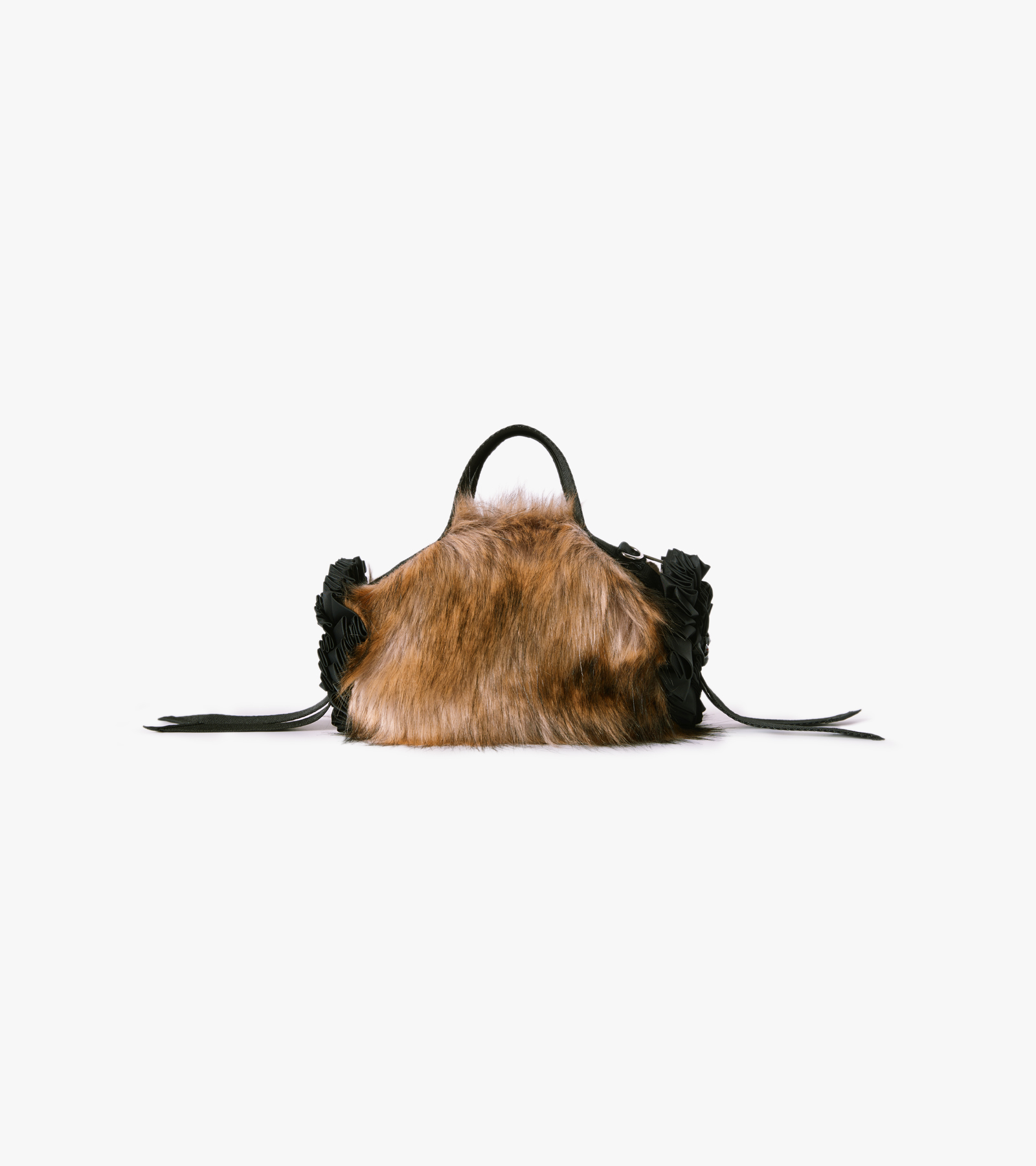 Mini Faux Fur Double Ribbon Rosette Bag w/ EMB