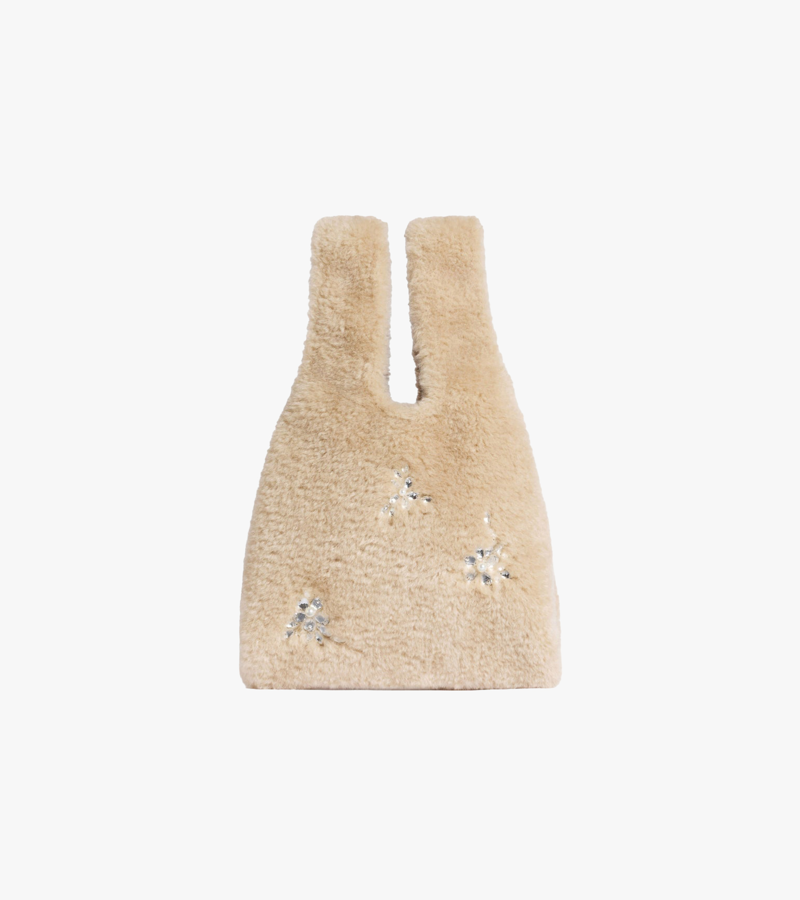 Embellished Mini Faux Fur Shopper Bag