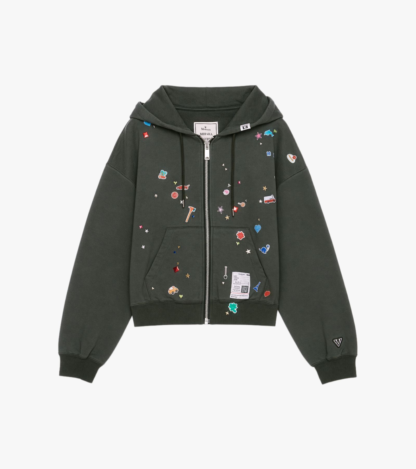 Kids Sticker Printed Zip-up Hoodie