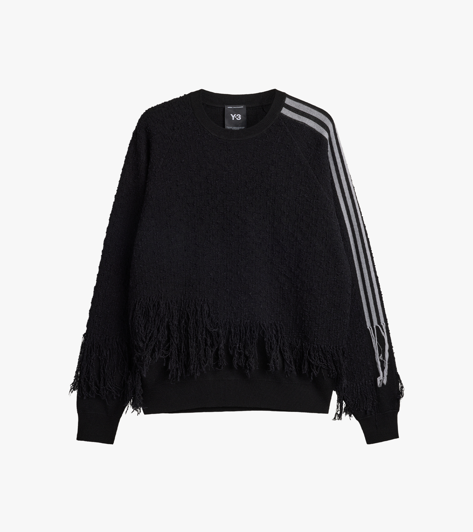 Knitted 3 Stripes Fringy Sweater