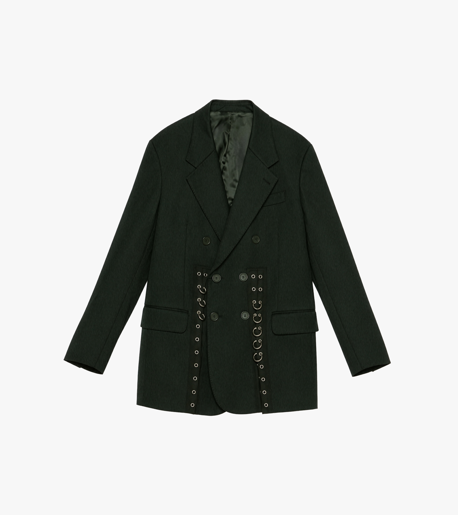 Double Breasted Grommet Ring Hem Slice Jacket