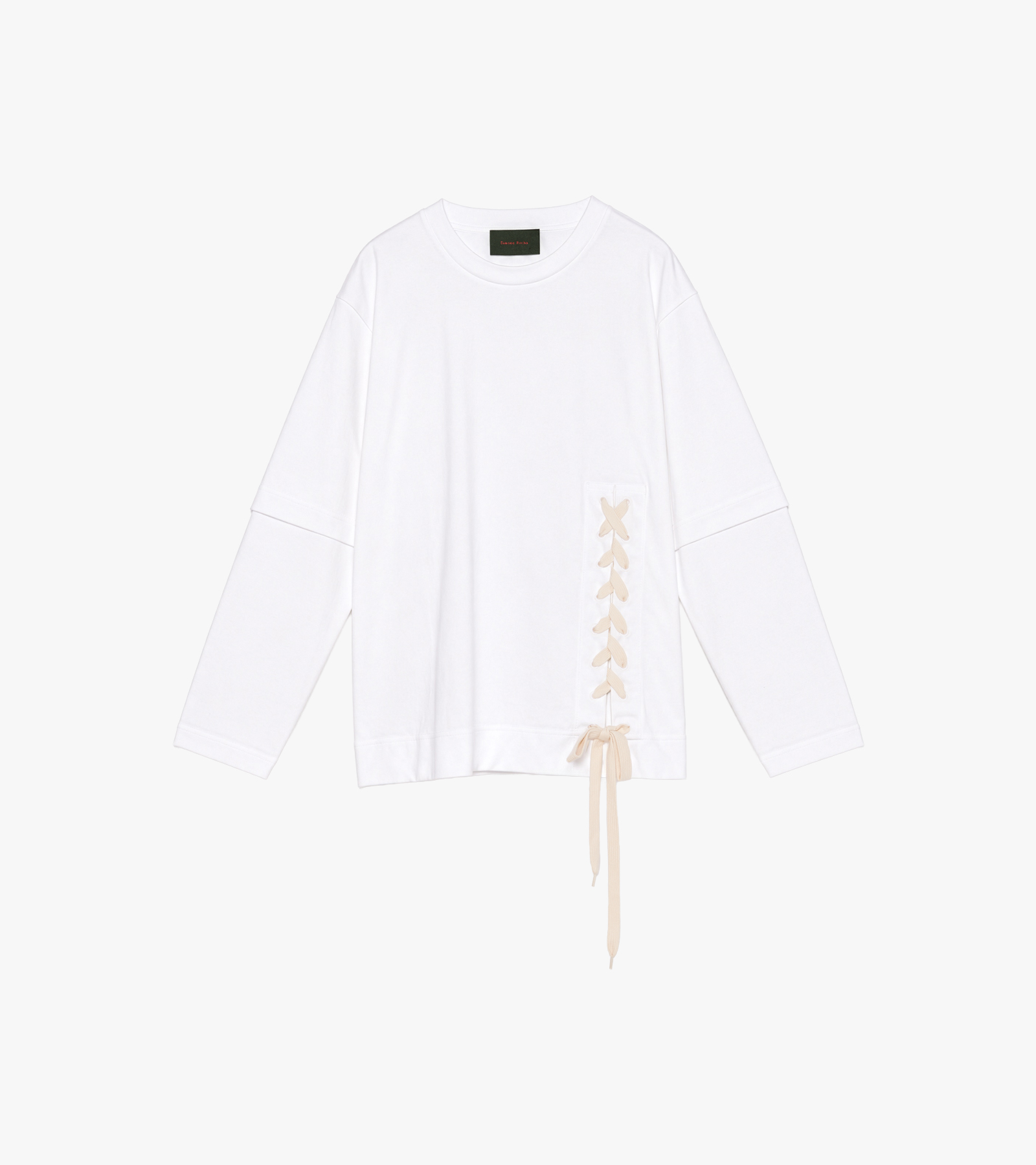 Lace Up Hem Layered Long Sleeve T-Shirt