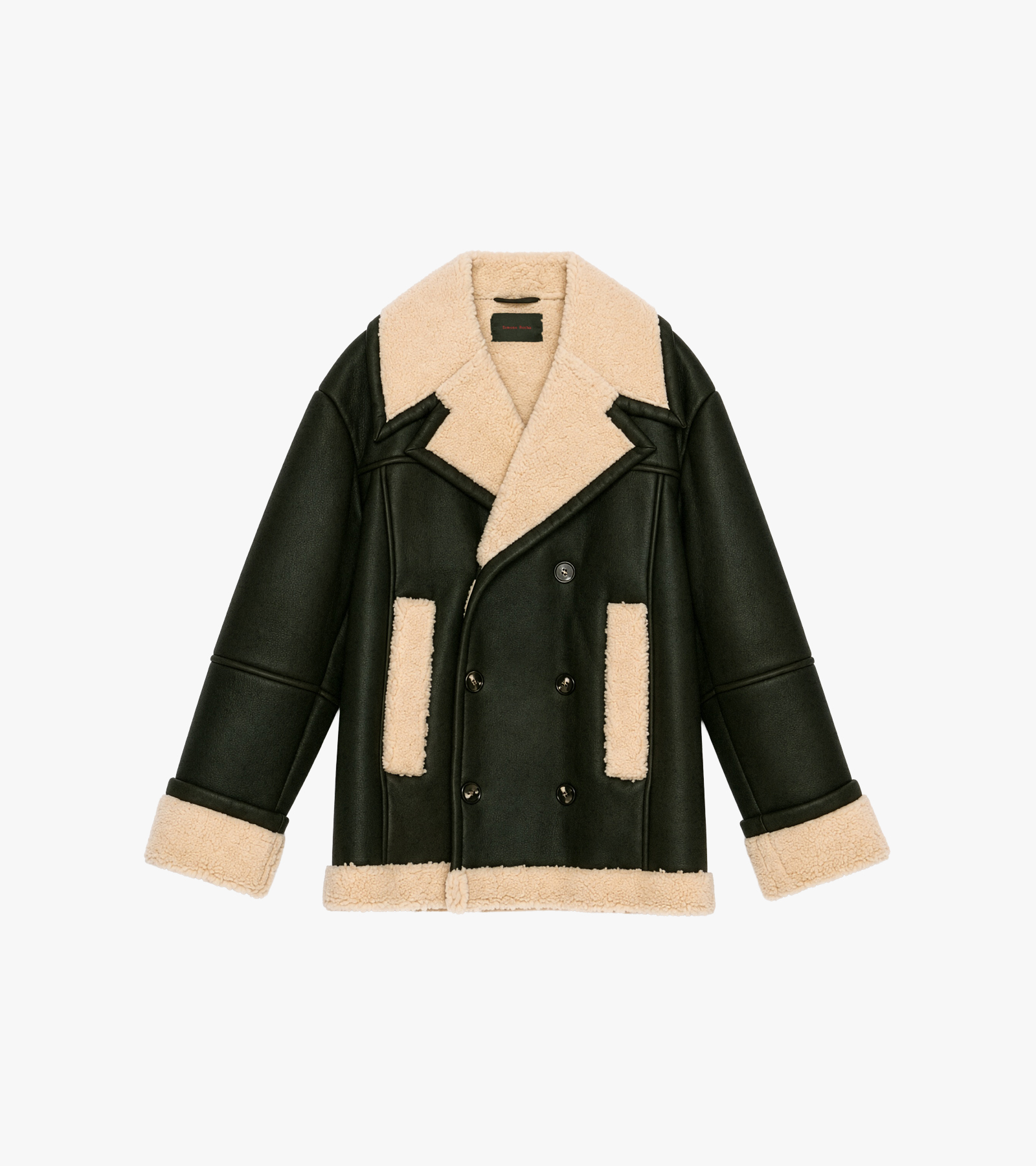 Double Breasted Shearing Aviator Jacket