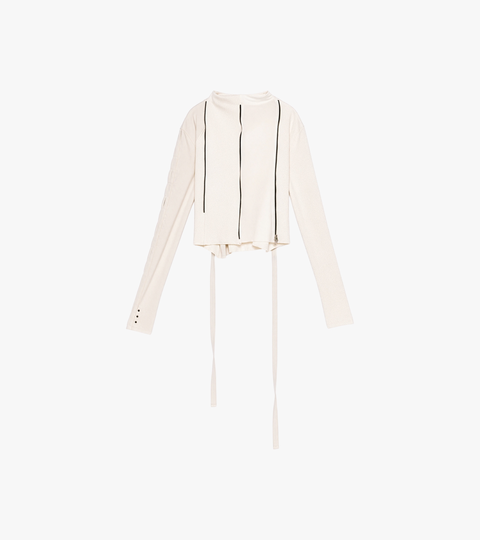 Zip Belt Egg Cluster Sleeve Knit Blouse