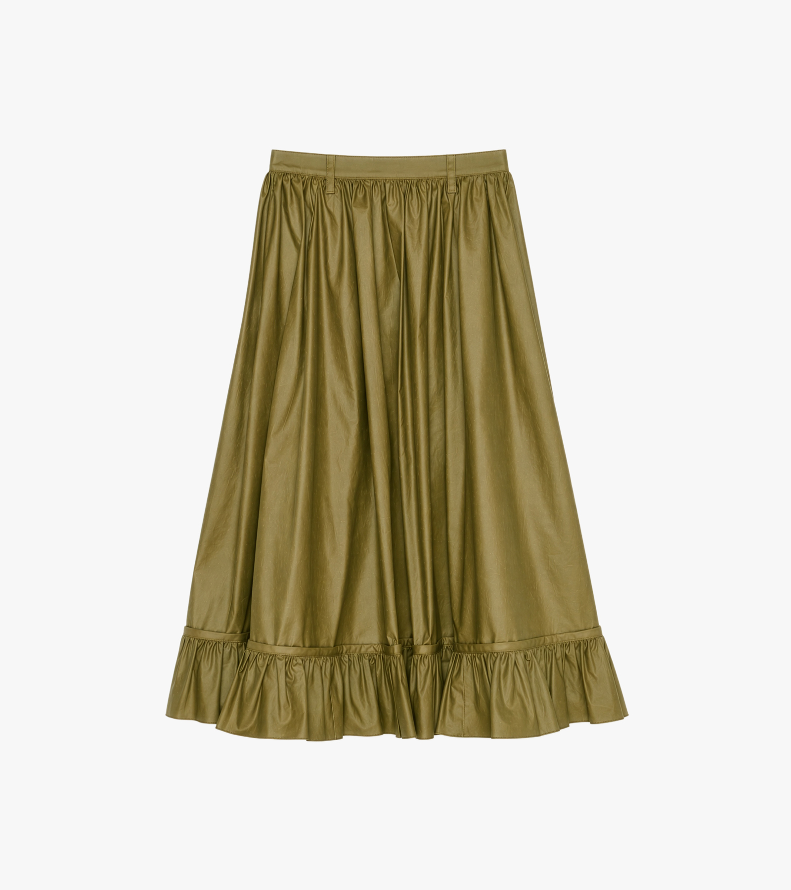 Coated Cotton Trench Skirt