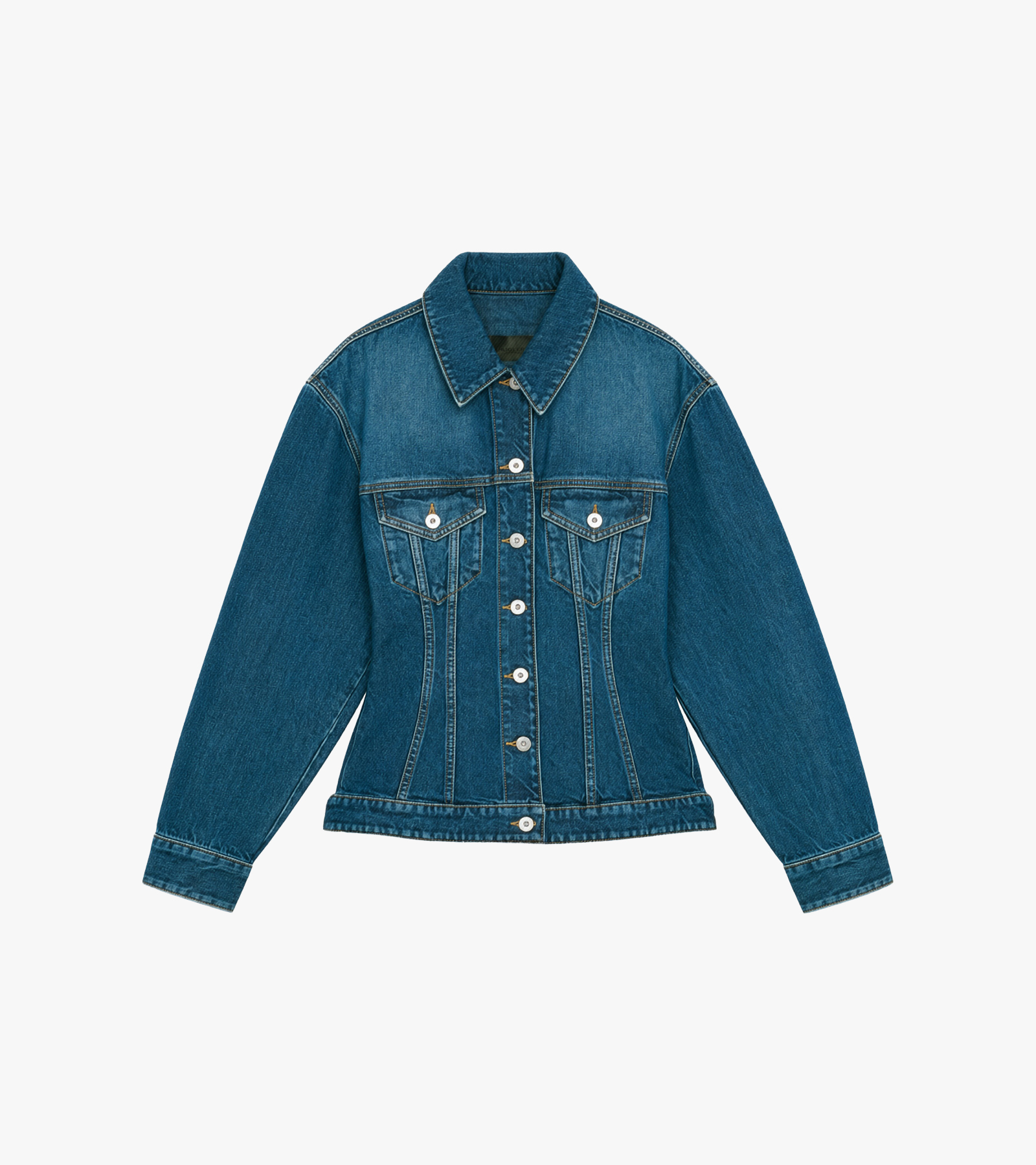 Washed Hourglass Round Denim Jacket