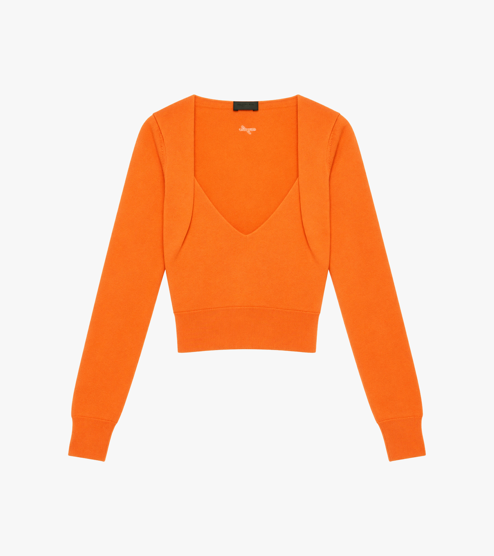 Orange Cashmere V-Neck Knit Top