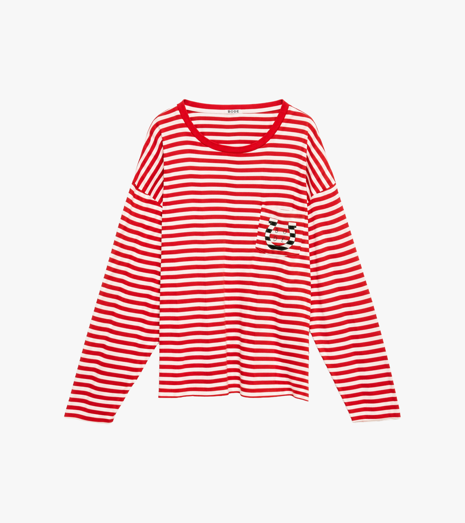 Rib Stripe Horseshoe Long Sleeve Tee