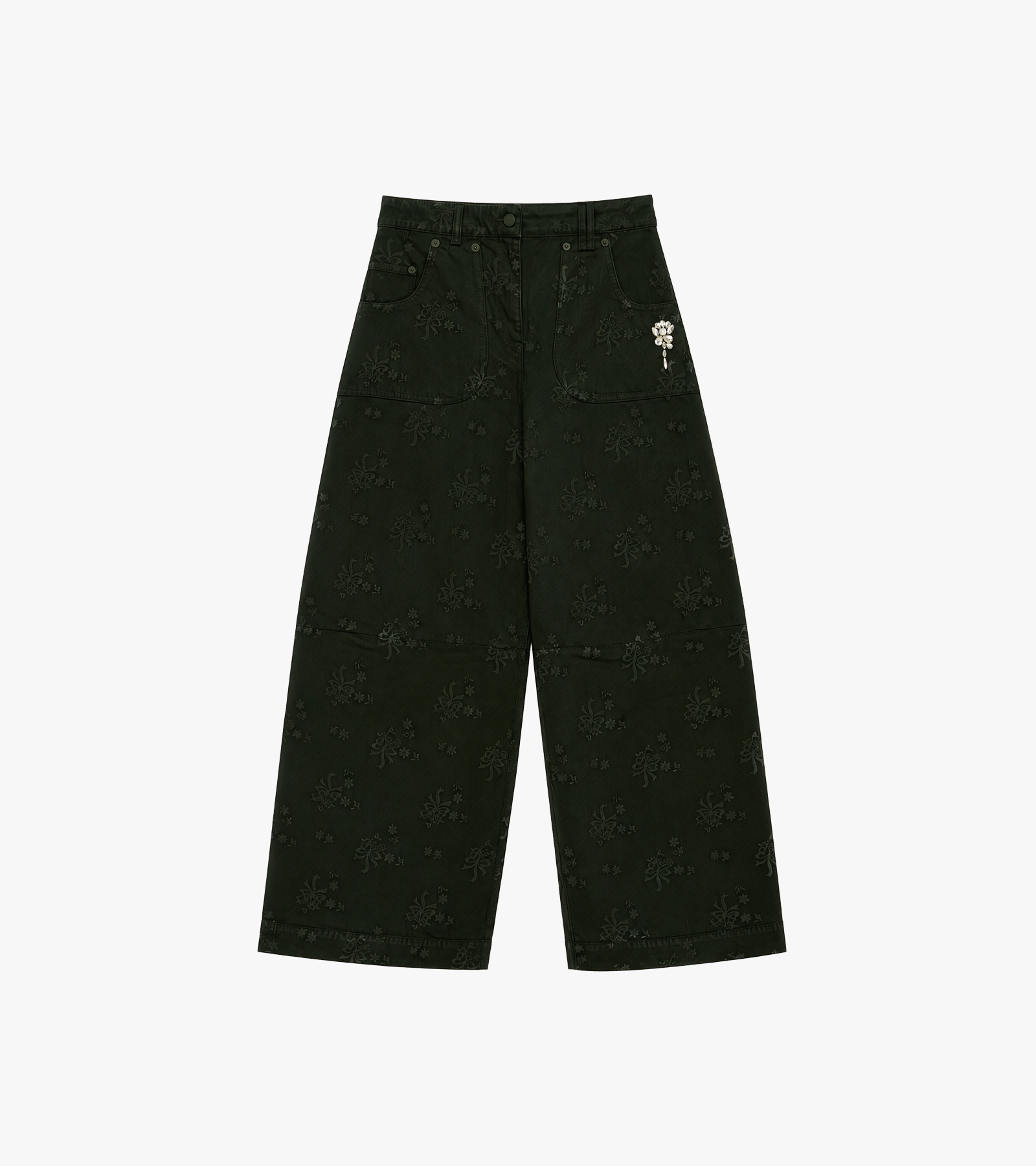 Wide Leg Utility Curve Jeans W/ Emb