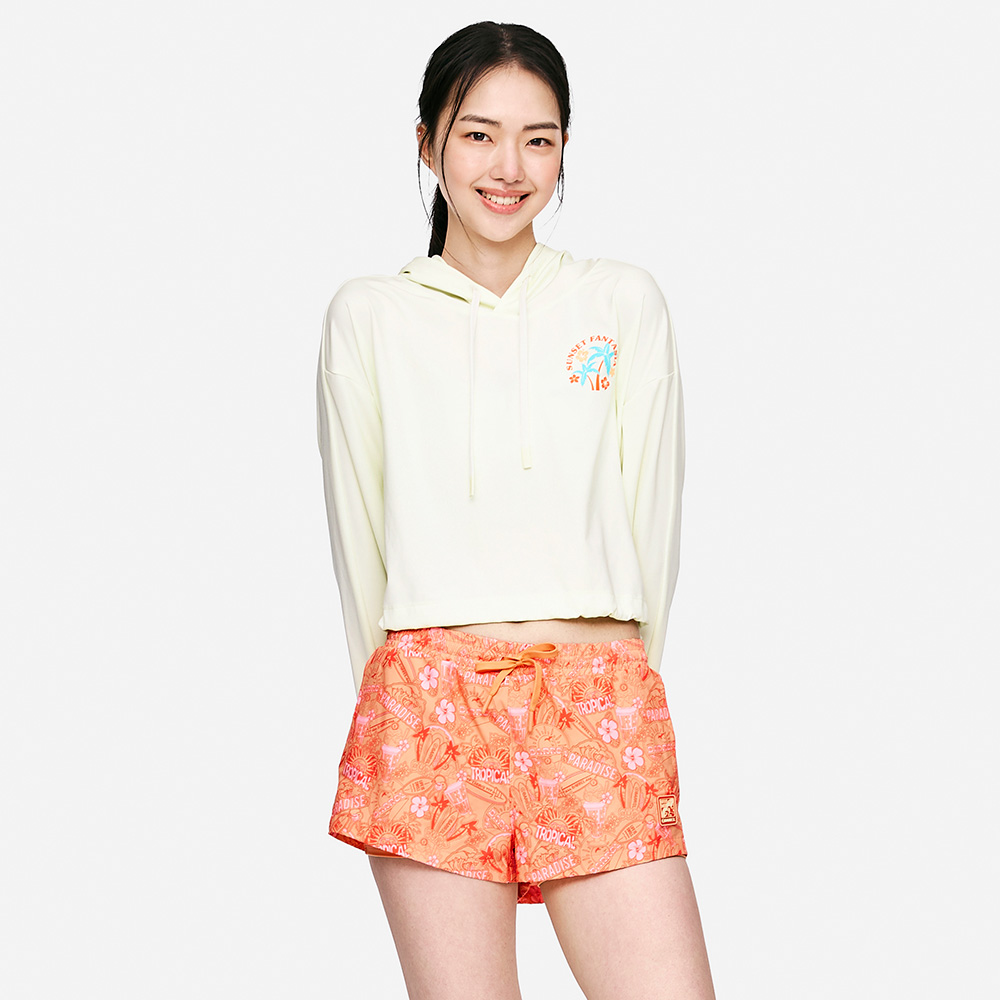 배럴 우먼 트로피컬 루즈핏 후드 래쉬가드 아이보리