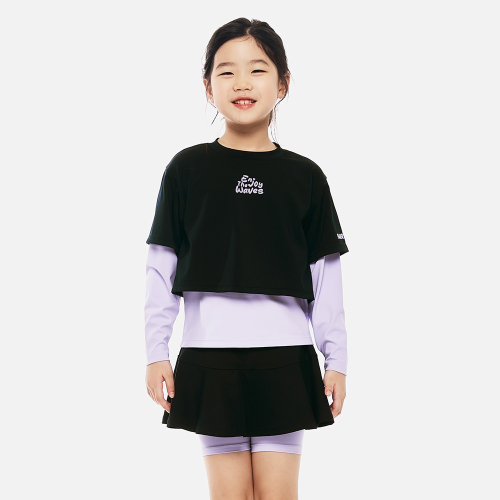 배럴 키즈 레이어드 반팔 래쉬가드 블랙