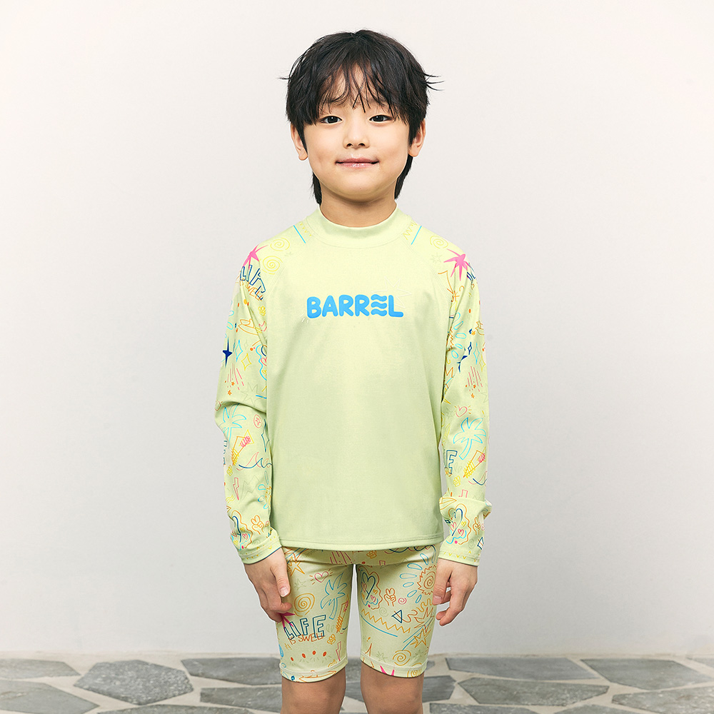 배럴 키즈 서머 스케치 래쉬가드 라임