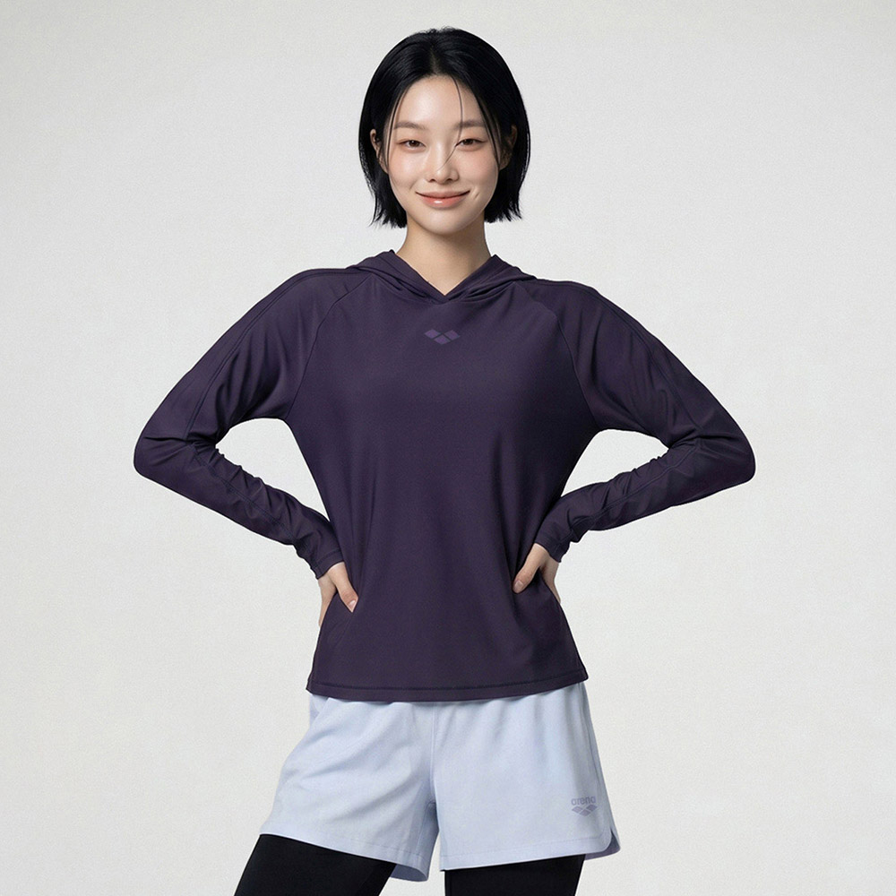 아레나 우먼 아이스핏 후디 래쉬가드 다크퍼플