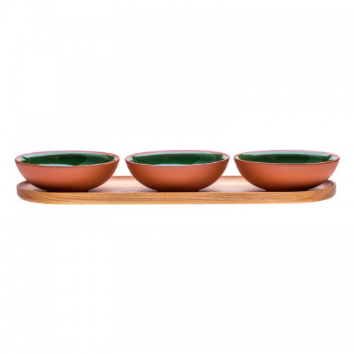 VAIDAVA CERAMICS V아이다VA 세라믹S Earth 볼 0 2 L set of 3 + 트레이 moss 그린 VV700